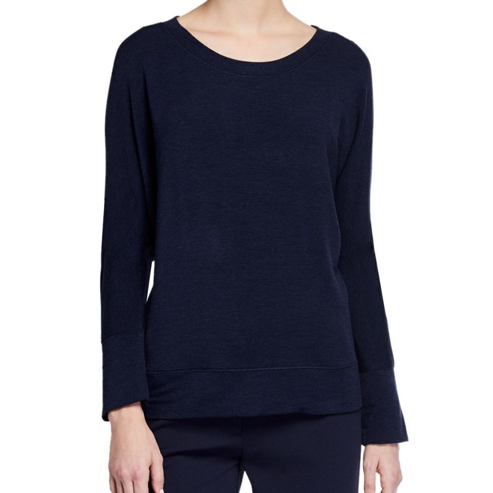 Long-Sleeve Boat-neck Combo Knit Top